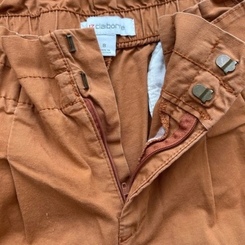 Liz Claiborne Linen Blend Paperbag Waist Shorts Terracotta Rust Womens Size 8